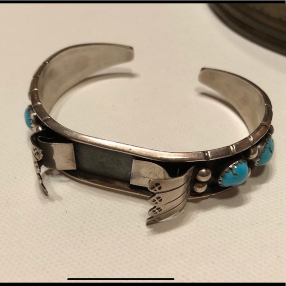🔥HP🔥Rare Vintage Navajo Artist Rose Castillo Silver & Turquoise Watch Band EUC - Picture 1 of 12